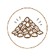 Pile of almonds inside a round border with small decorative lines around it.