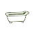 Simple green outline icon of a bathtub with a showerhead on the left side.