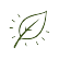 Simple green leaf icon with small lines indicating shine or light around it.