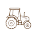 Simple brown line icon of a tractor with large rear and smaller front wheels.