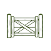 Icon of a green metal fence section with crossed support bars and two vertical posts.