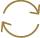 Circular loading spinner with two brown arrows rotating clockwise.