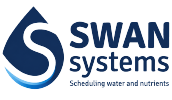 Swan Systems logo with a stylized blue swan and text: scheduling water and nutrients