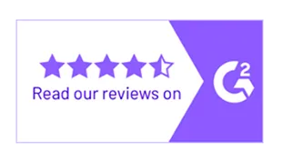 Read our reviews on G2 badge with a 4.5 star rating