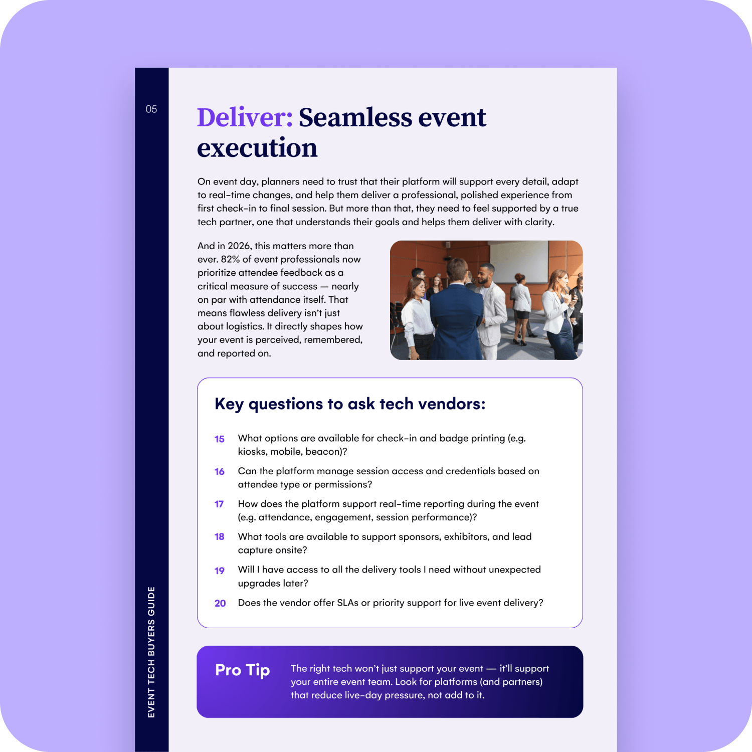 Event Tech Buyers Guide page titled Deliver: seamless event execution, with key questions to ask tech vendors