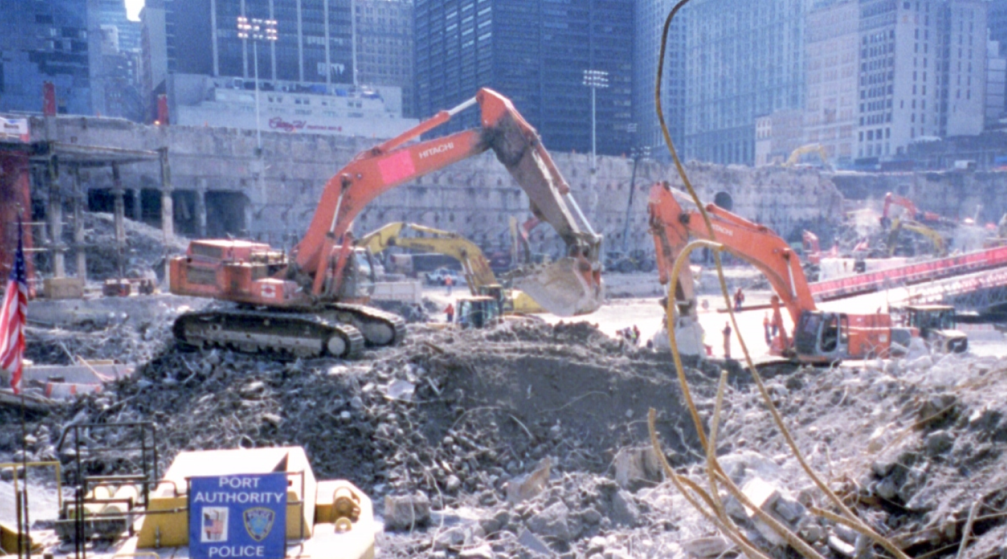 Solange Schwalbe at Ground Zero during debris removal operations following the September 11 attacks.