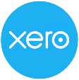 Xero company logo in white on a blue circular background.