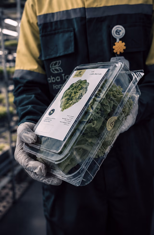 worker holding salad package