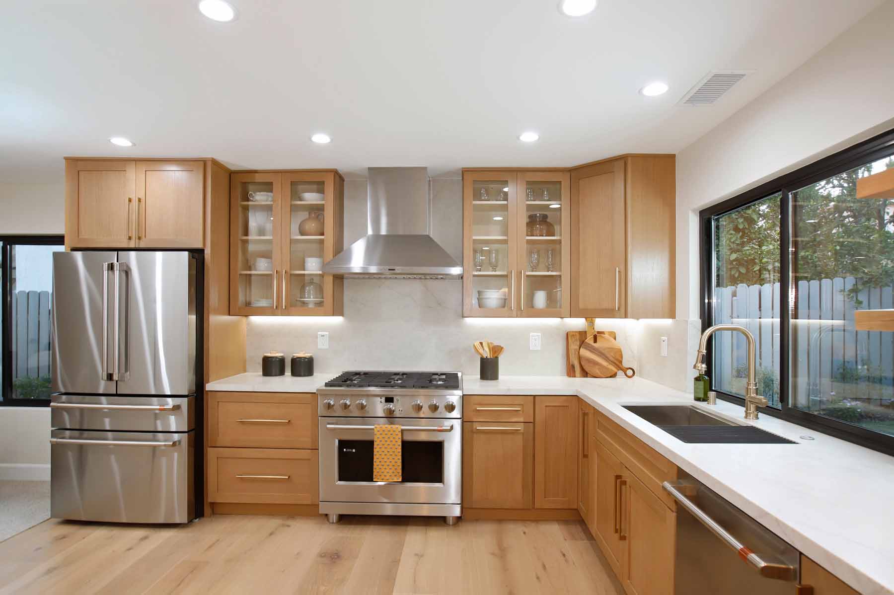 Renovated kitchen with cafe range at 19939 Hemmingway St
