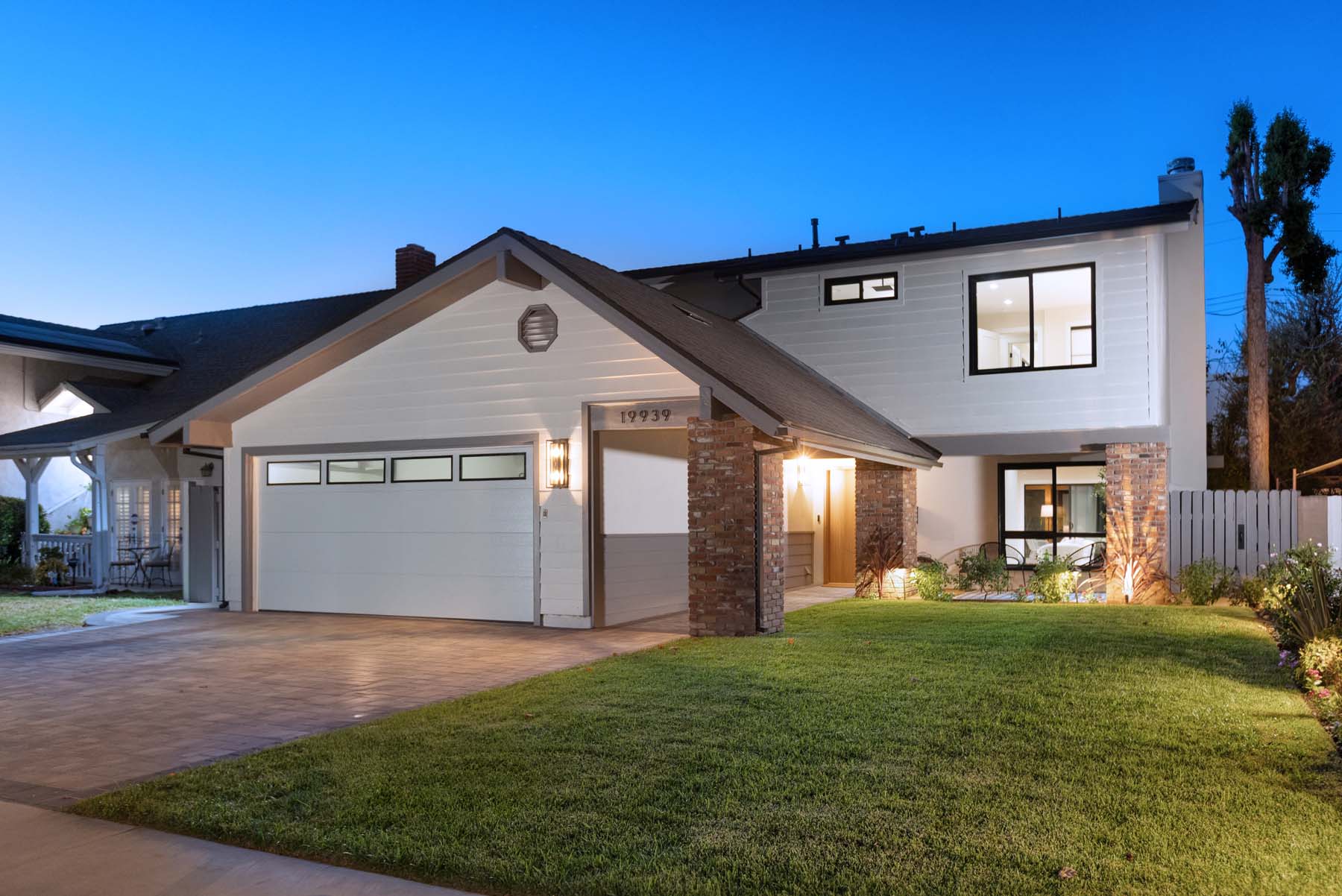 19939 Hemmingway St, Winnetka, fully renovated home exterior at twilight