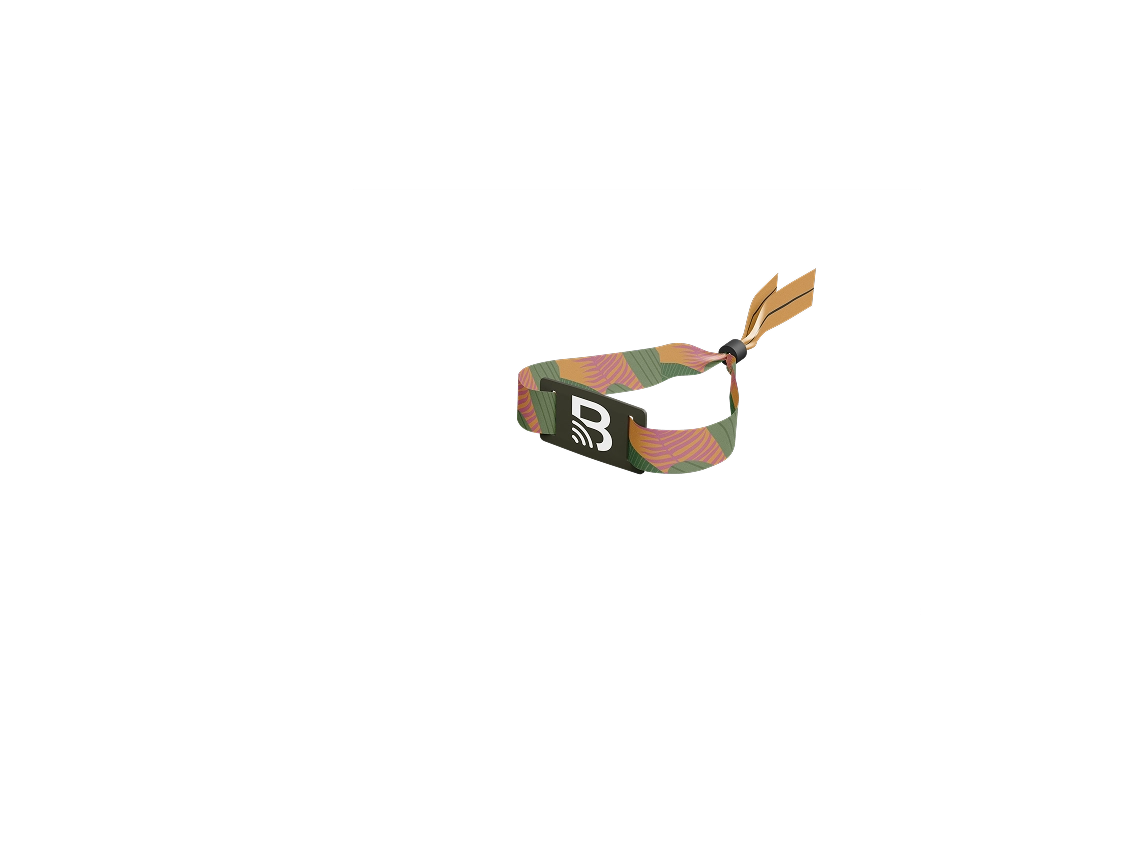 Brazalete RFID Billtag con estampado floral y broche con logo en forma de B