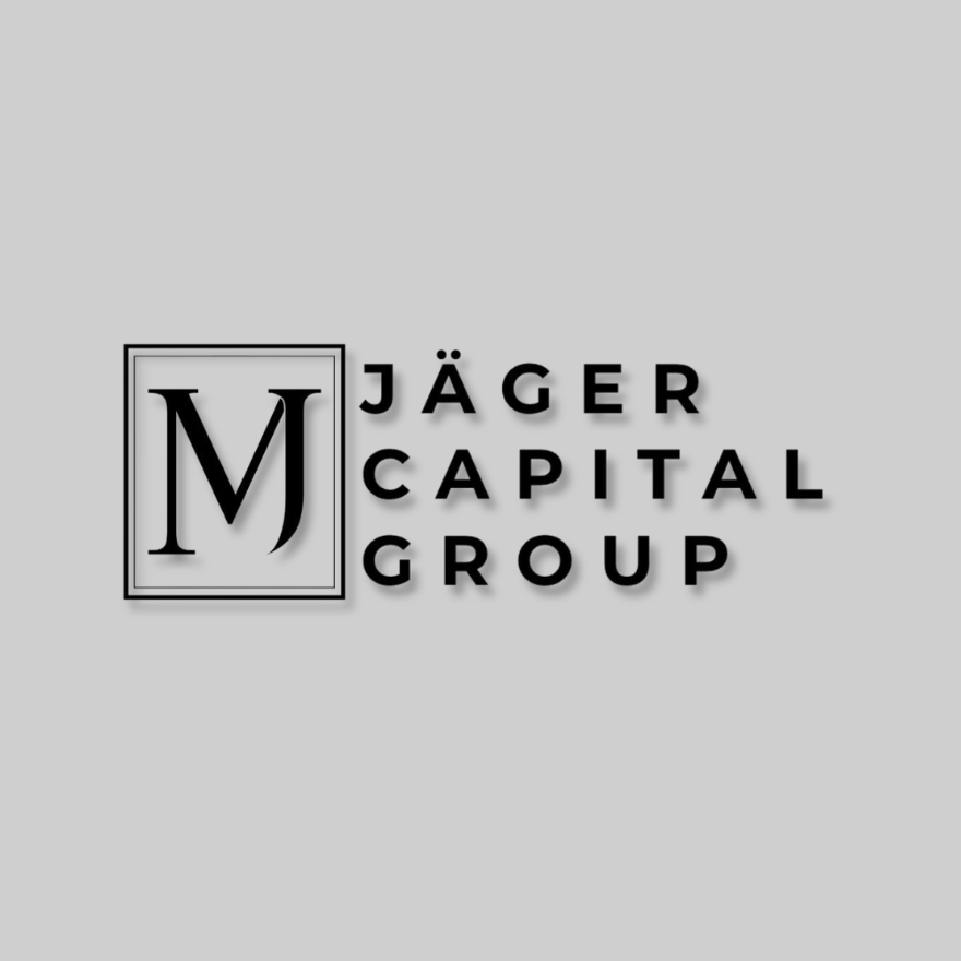 Logo of Jäger Capital Group with stylized MJ initials in a square frame on gray background.