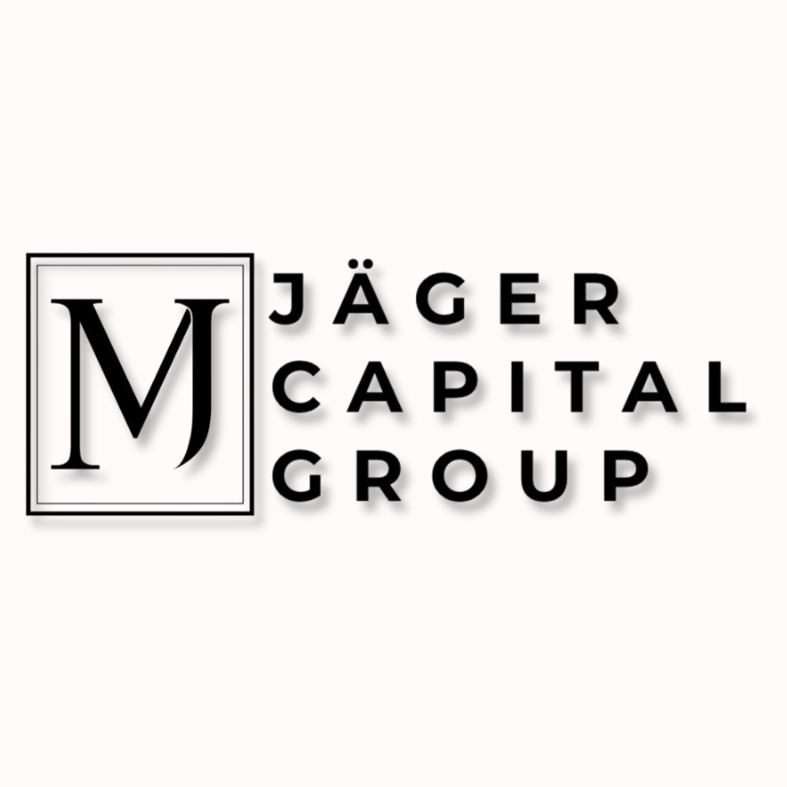 Logo of Jäger Capital Group with stylized MJ initials inside a square on gray background.