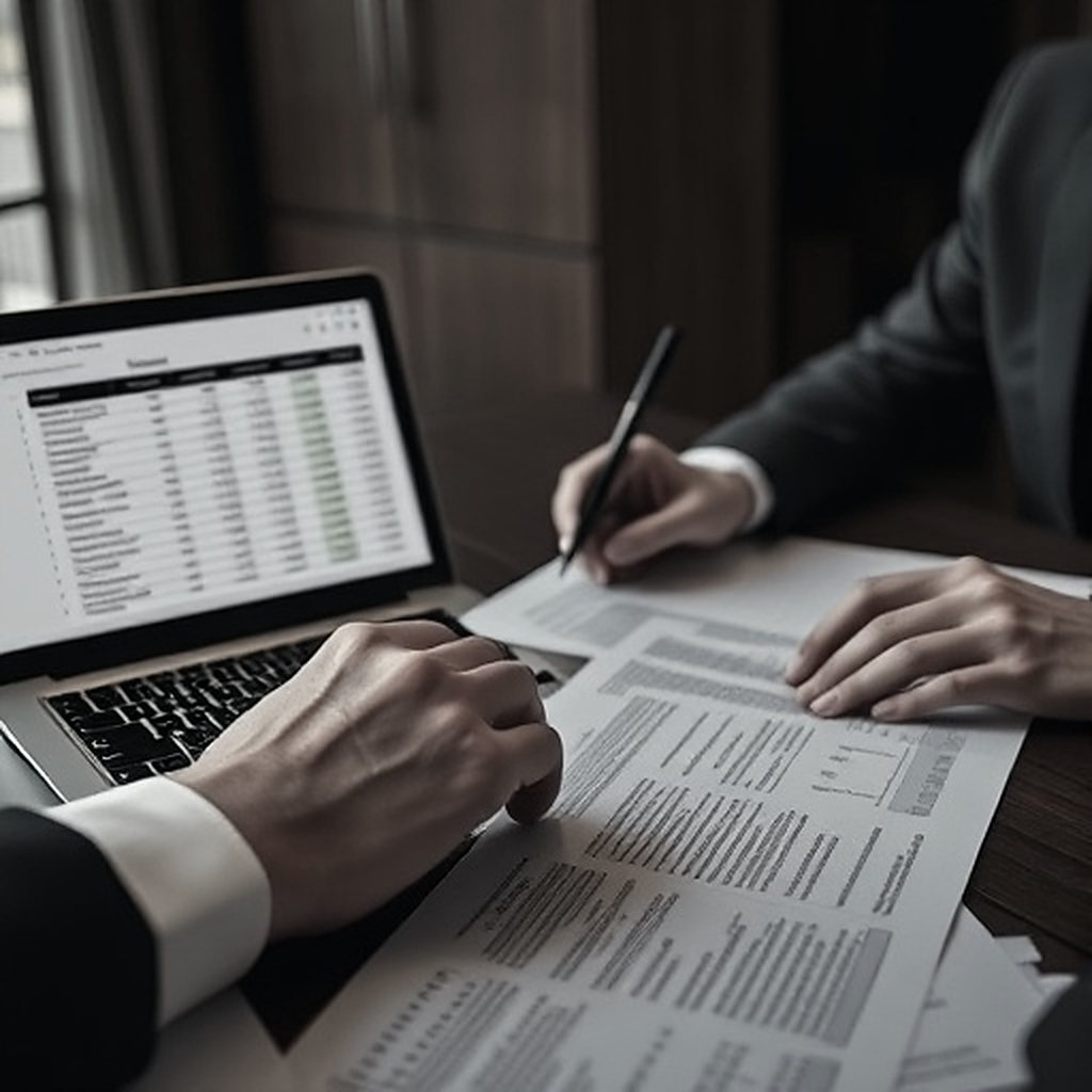 Two professionals reviewing a construction loan term sheet