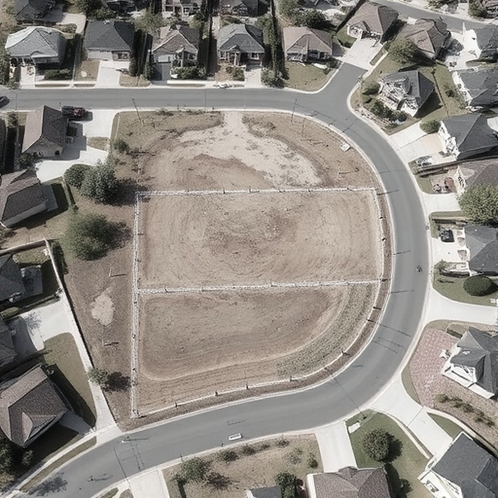 Aerial view of a subdivided land parcel
