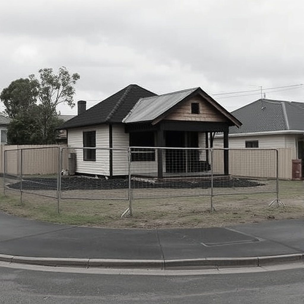 Fenced suburban lot awaiting redevelopment