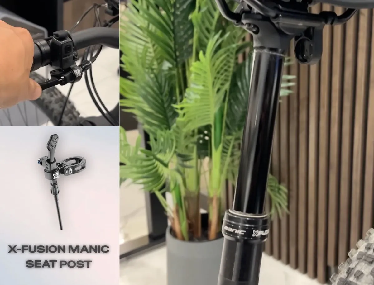 X-Fusion Manic cable-actuated dropper post installed on a Trek Marlin