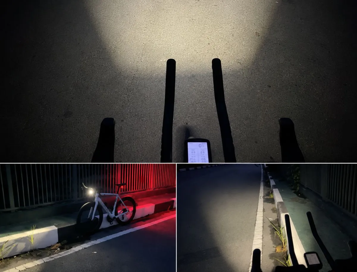 Magicshine HORI 900 bike light beam cutoff showing reduced upward glare