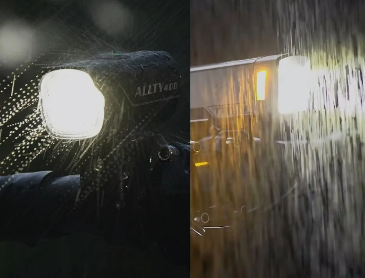 Magicshine ALLTY 400 and Trek Commuter Pro RT bike lights tested in heavy rain