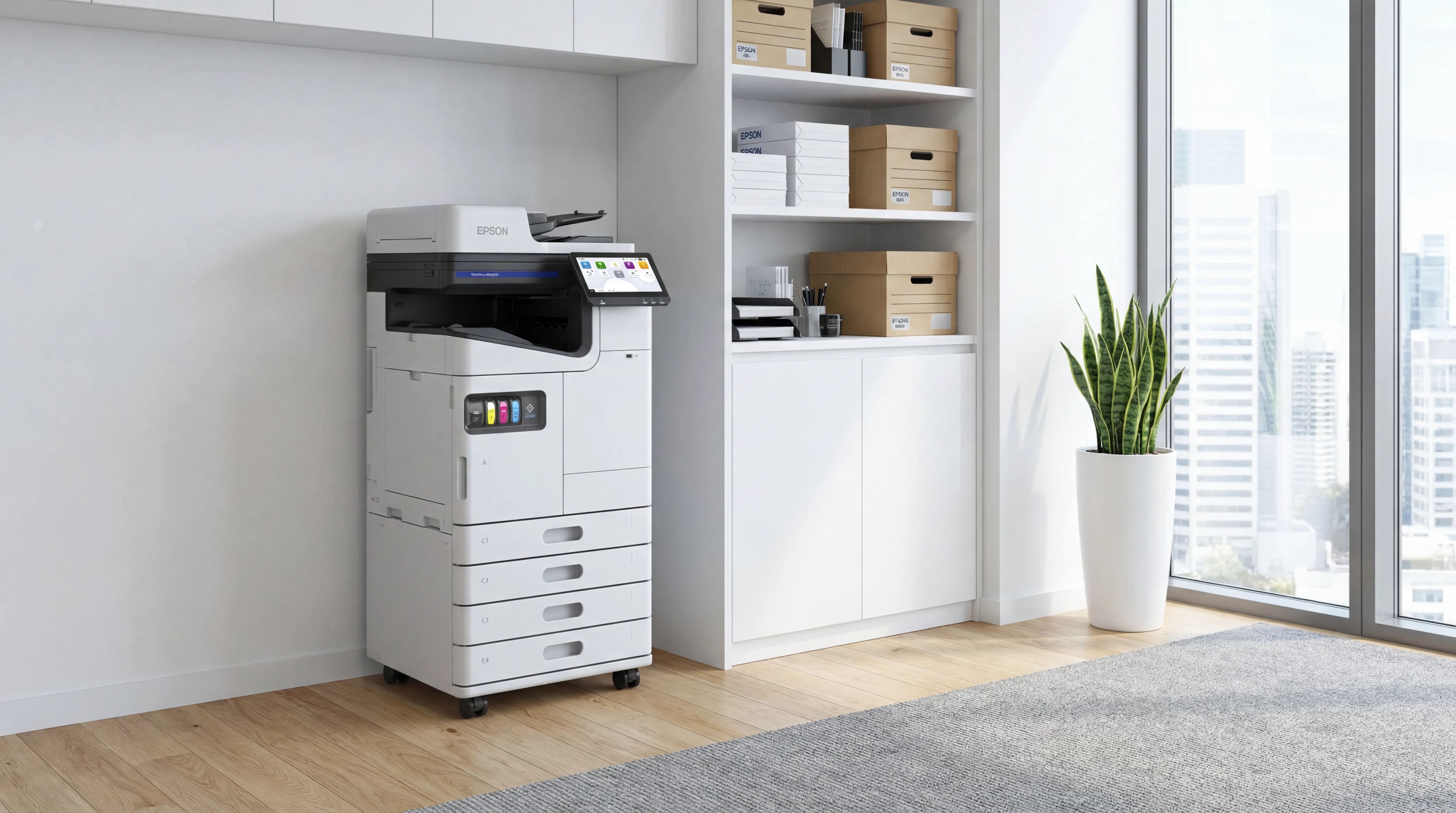 Workplace technology and office services scene.