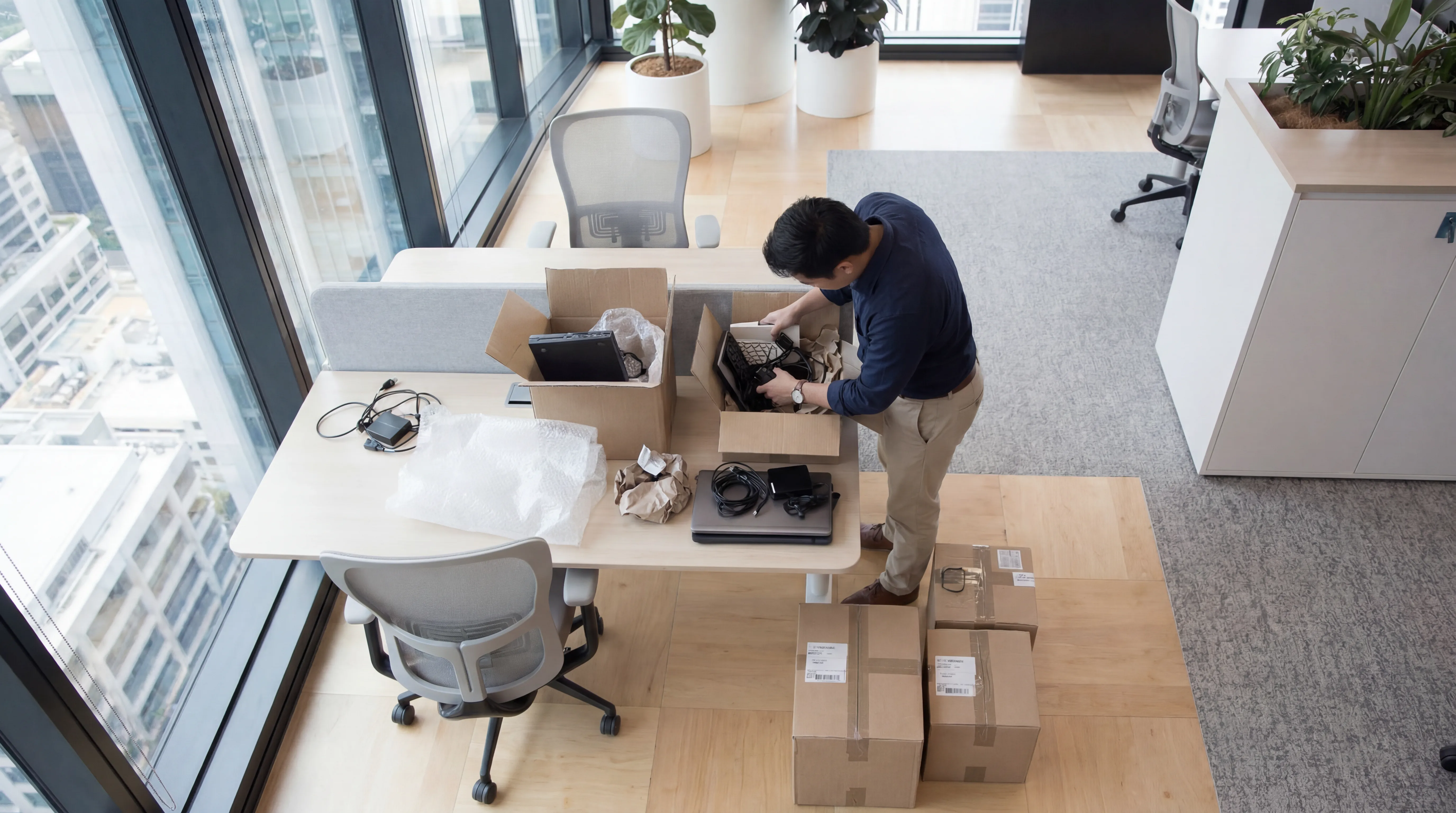 Workplace technology and office services scene.