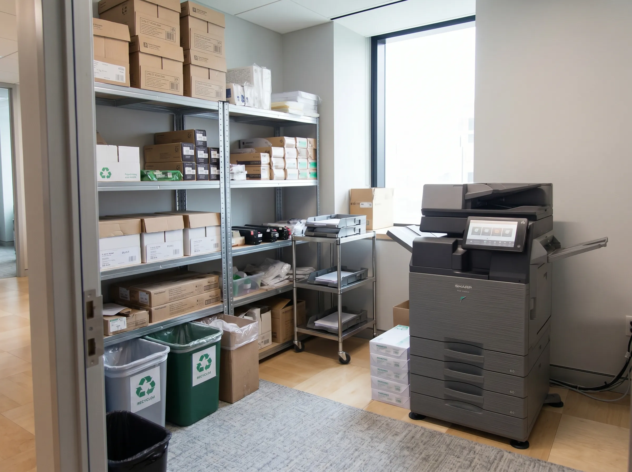 Workplace technology and office services scene.