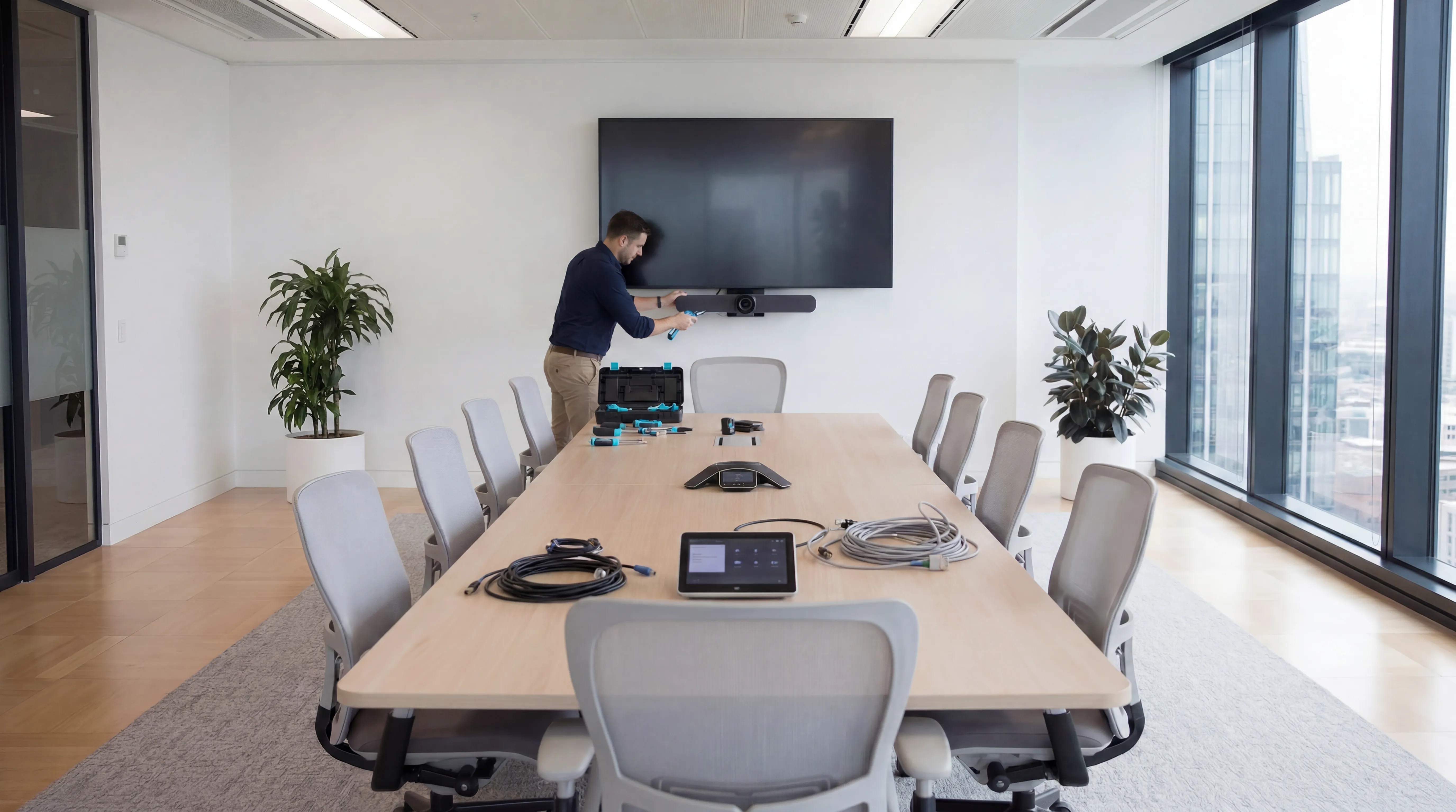 Workplace technology and office services scene.