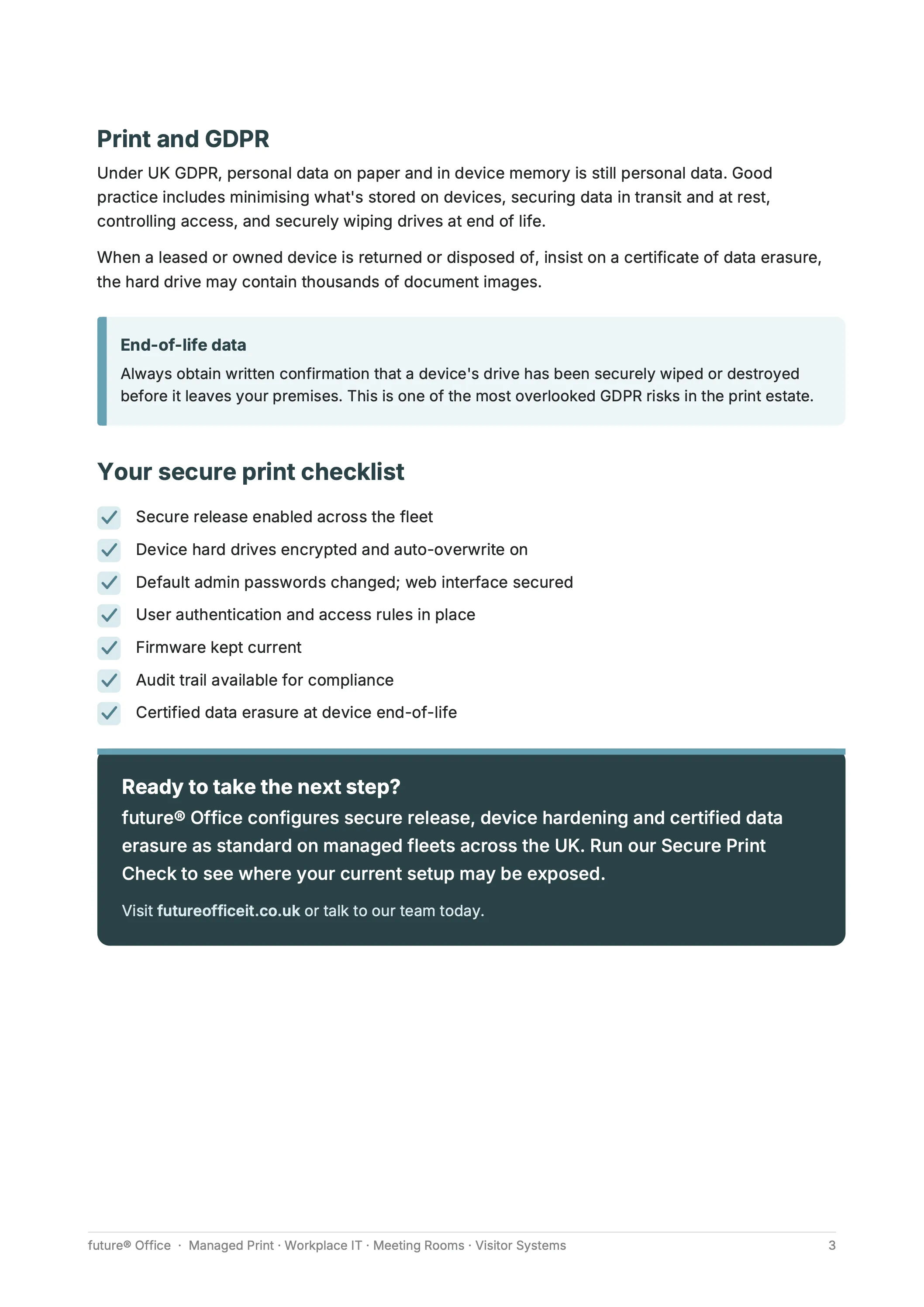 Preview page from Secure Printing Guide.