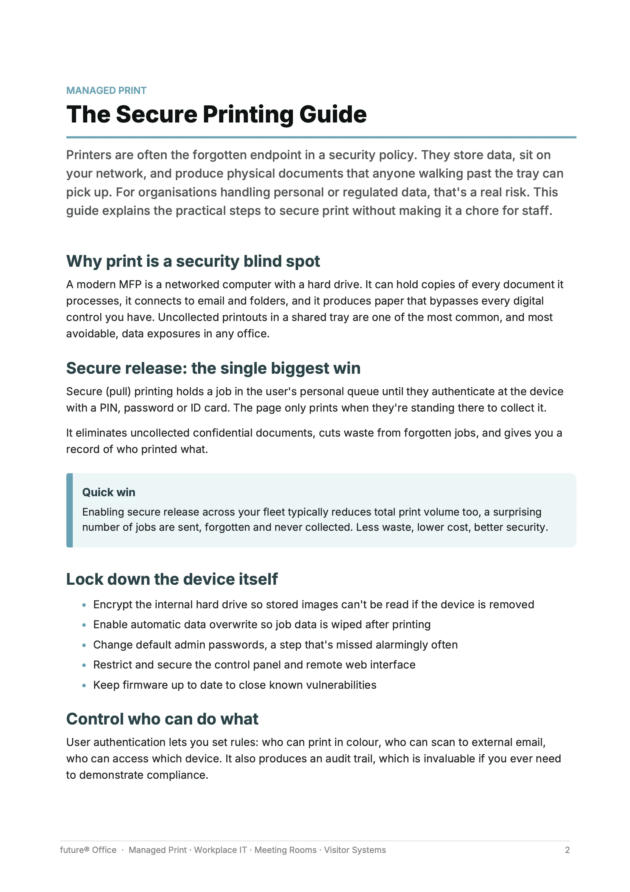 Preview page from Secure Printing Guide.