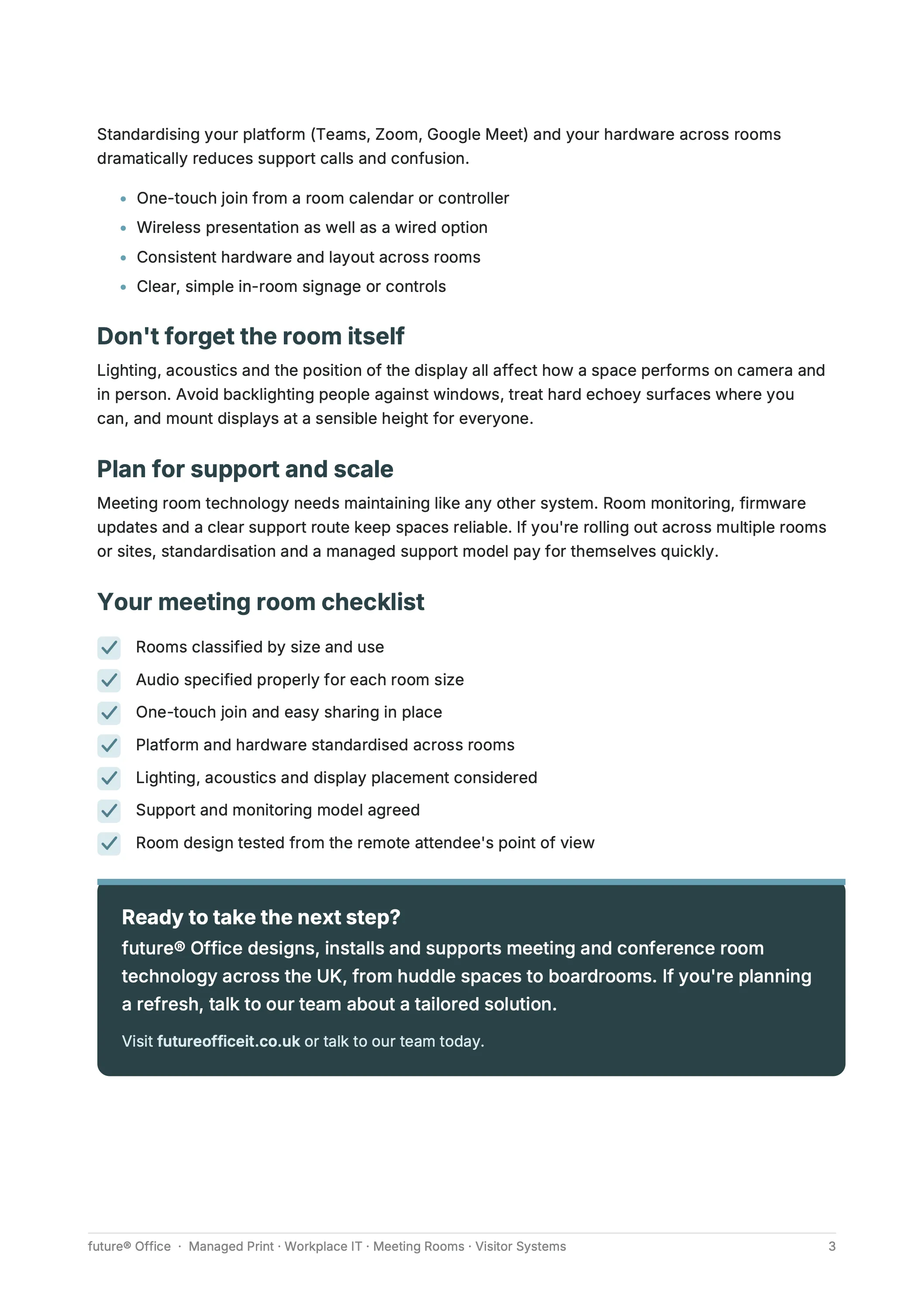 Preview page from The Meeting Room Guide.