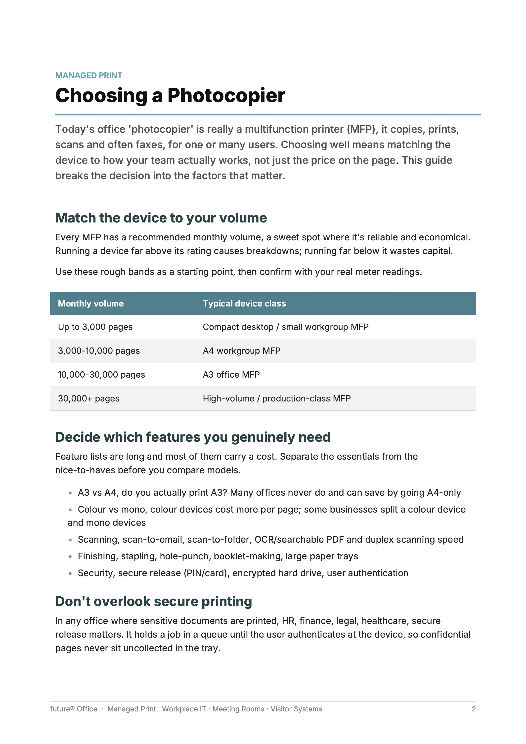 Preview page from Choosing a Photocopier.