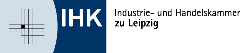 Logo of IHK with text Industrie- und Handelskammer zu Leipzig.