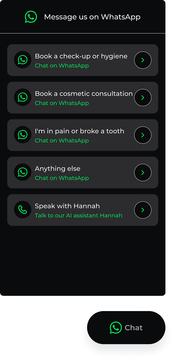 The enchat WhatsApp widget on a business website, letting visitors start a chat