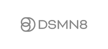 Logo with stylized circular icon followed by text DSMN8 in a modern font.