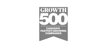 Badge reading Growth 500+ Canada's fastest-growing companies with an upward arrow graphic.