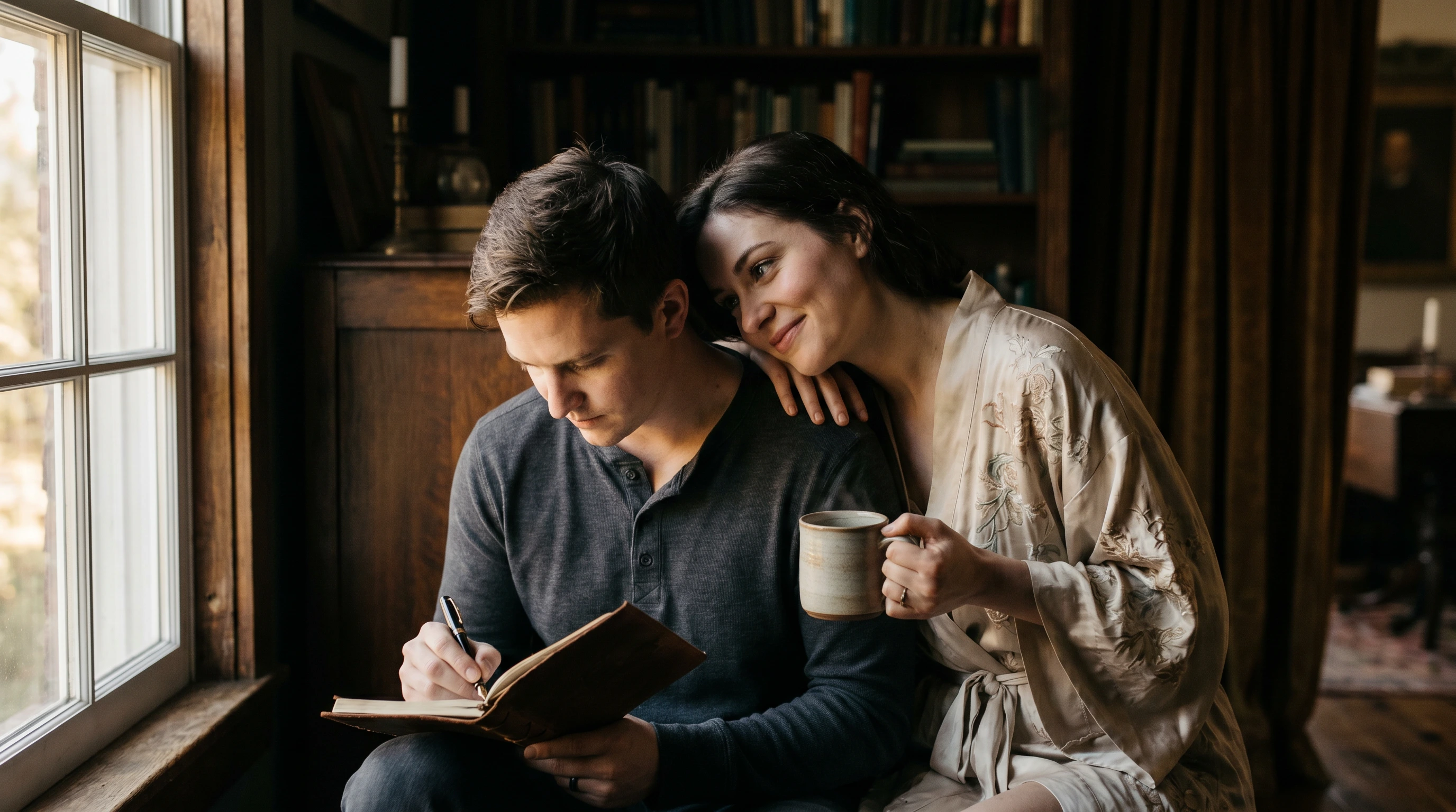 Couple sharing morning coffee ritual
