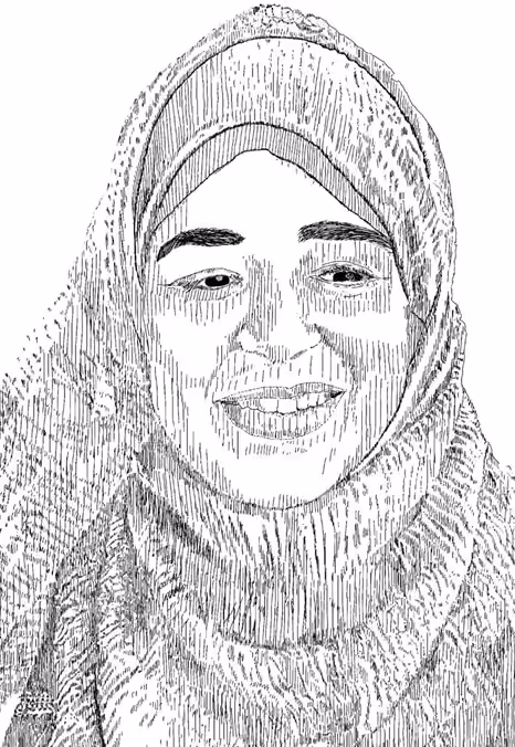 Illustrated portrait of an Emkaan team member