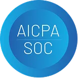 Blue circular badge with white text reading AICPA SOC in the center.