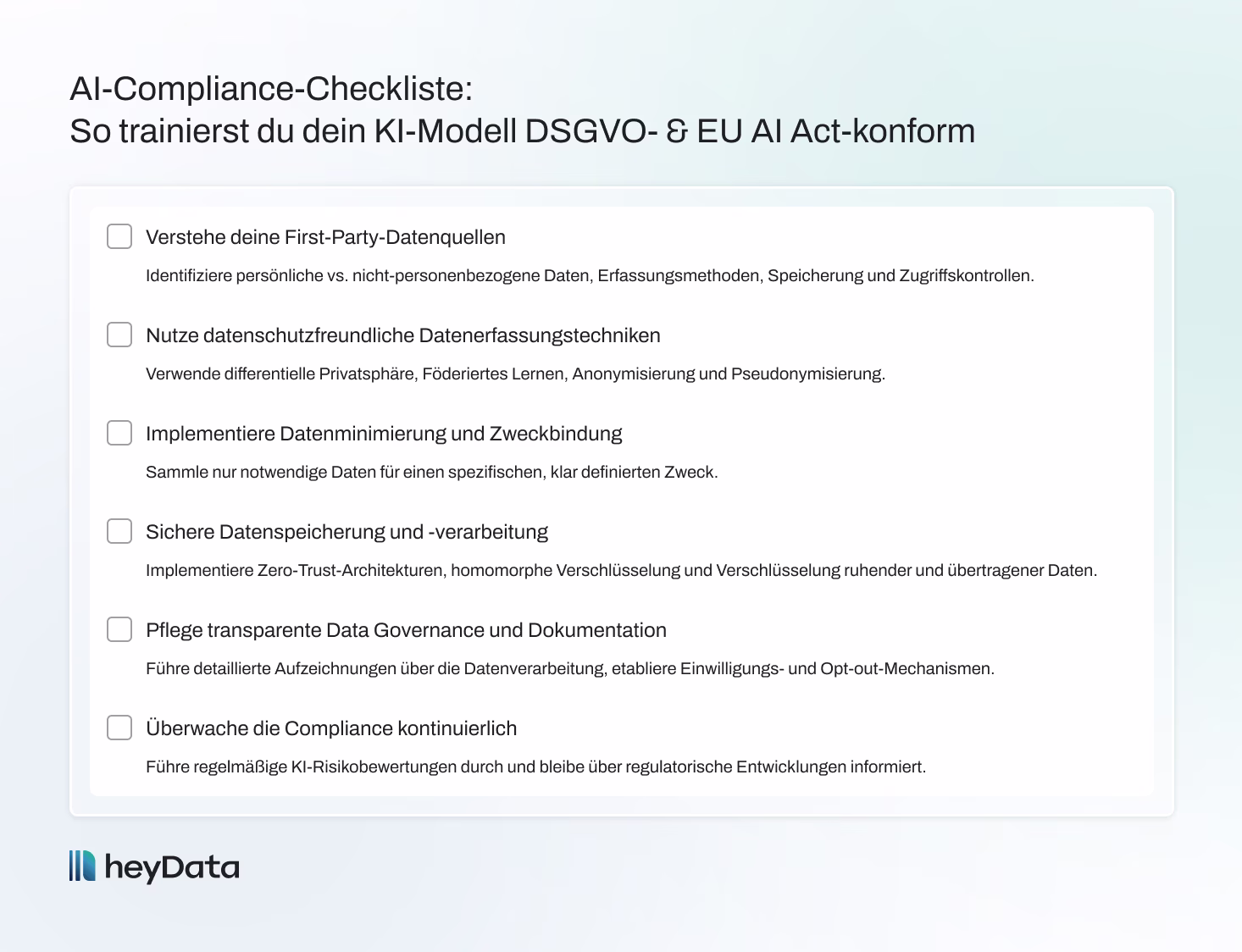 Mit diesen 6 Punkten überprüfst du, ob dein Unternehmen KI-compliant ist.