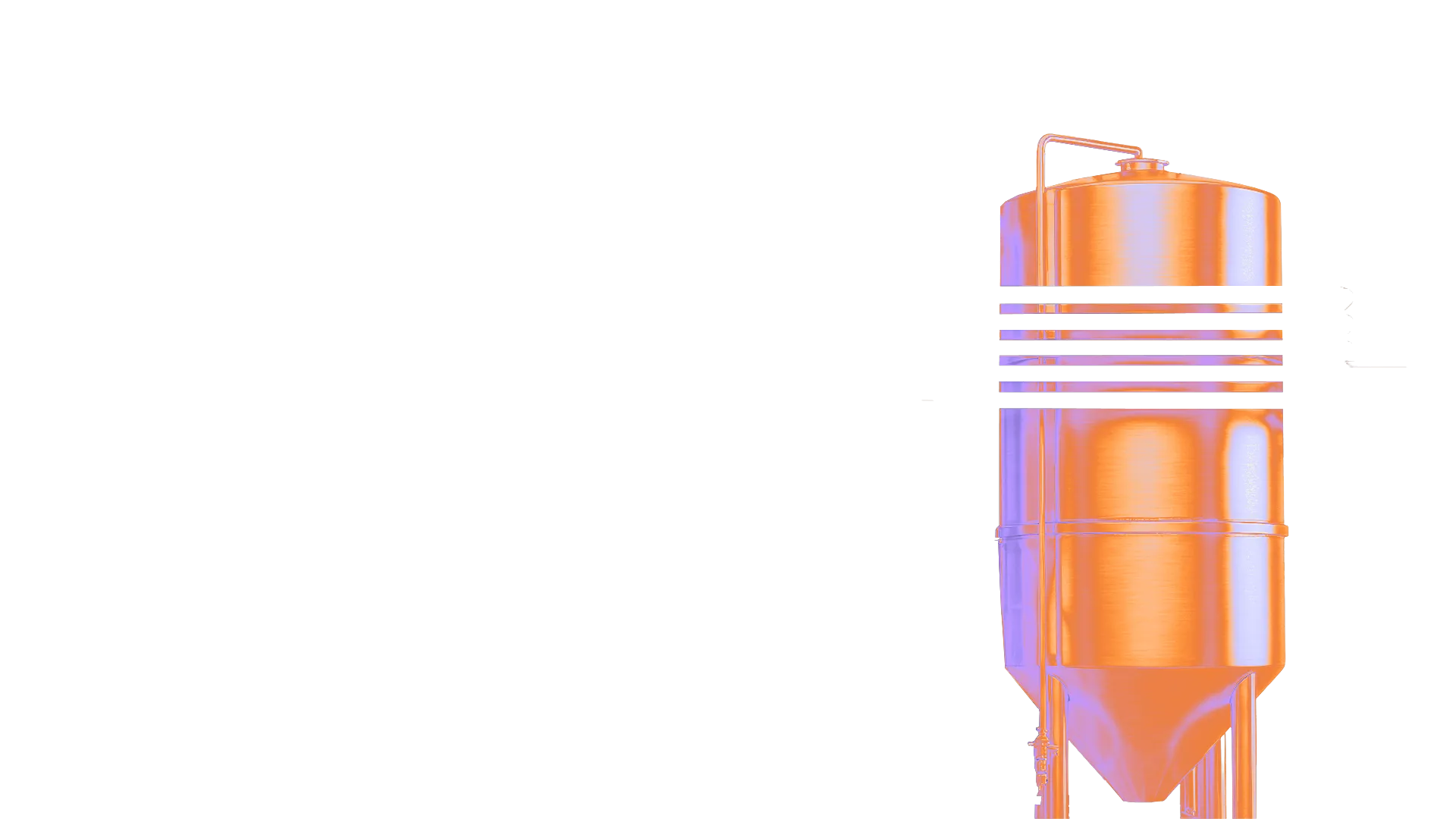Large stainless steel industrial processing tanks connected by pipes and valves with control panel nearby.