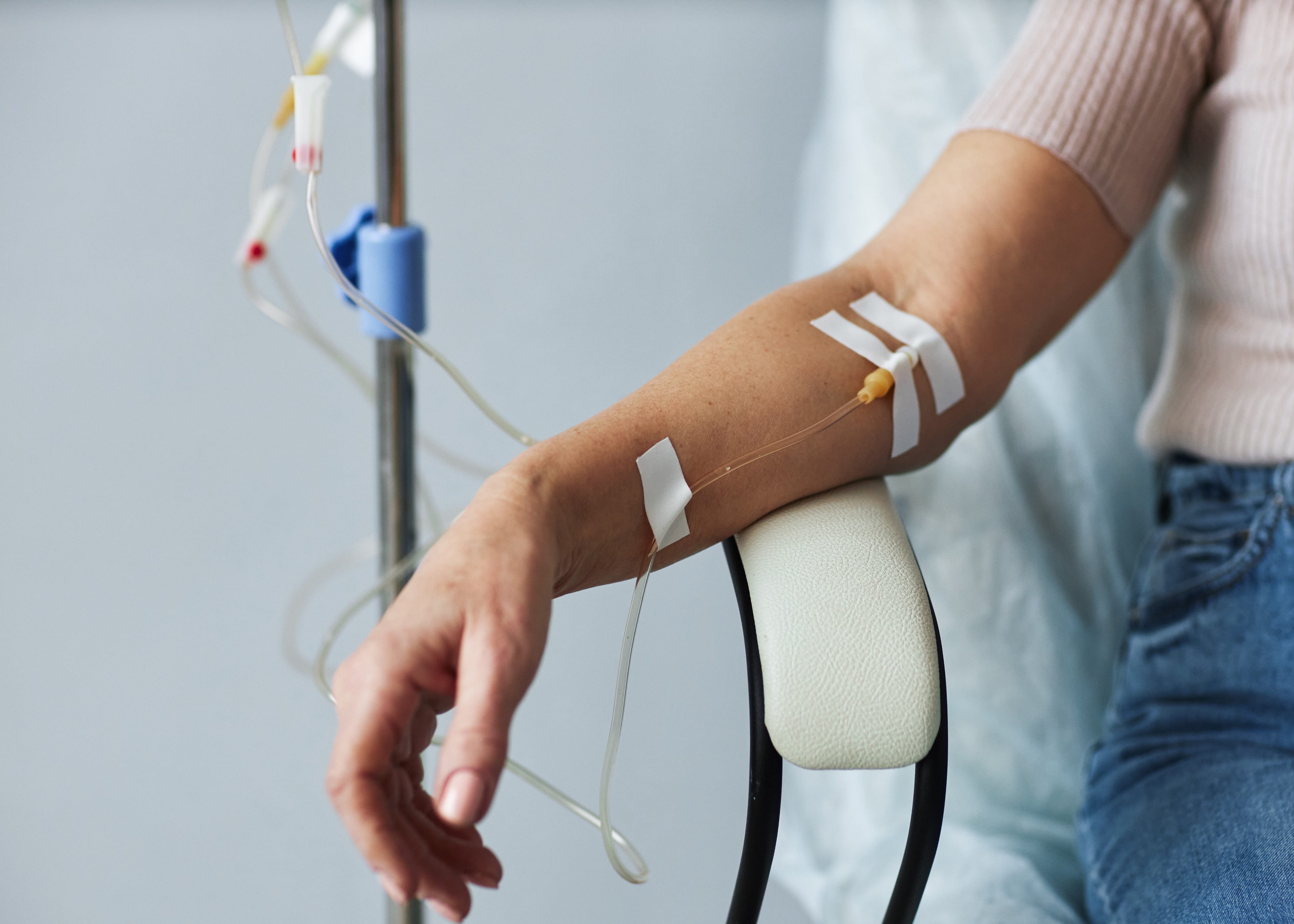 A woman getting IV Therapy