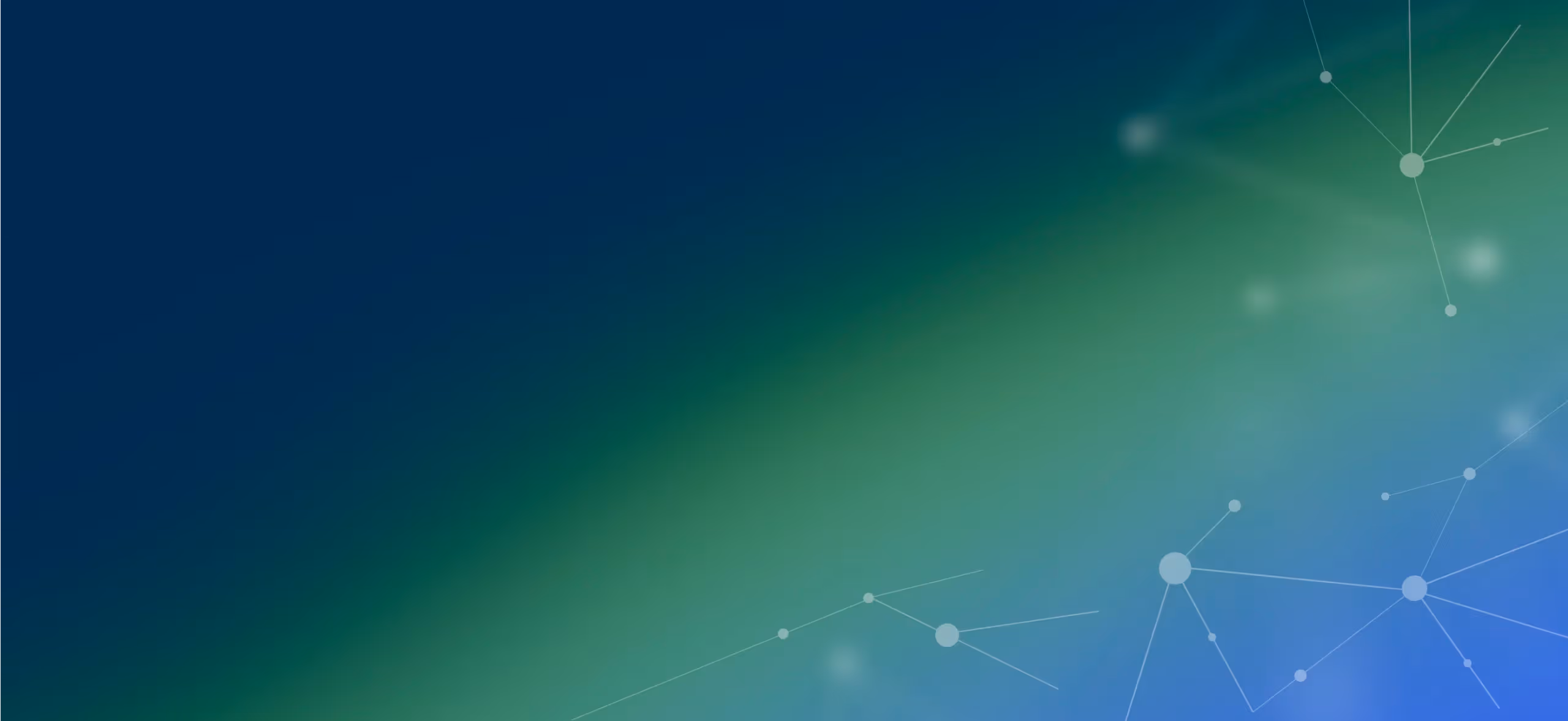 Abstract blue and green gradient background with connected dots and lines like a network.
