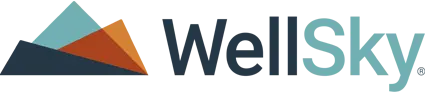 WellSky logo with stylized blue and orange triangular shapes and gray blue text.