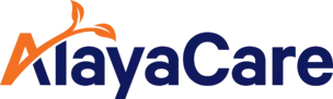 AlayaCare brand logo with stylized orange swoosh and dark blue text.