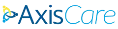 AxisCare logo with blue text and a yellow arrow forming part of the letter A.