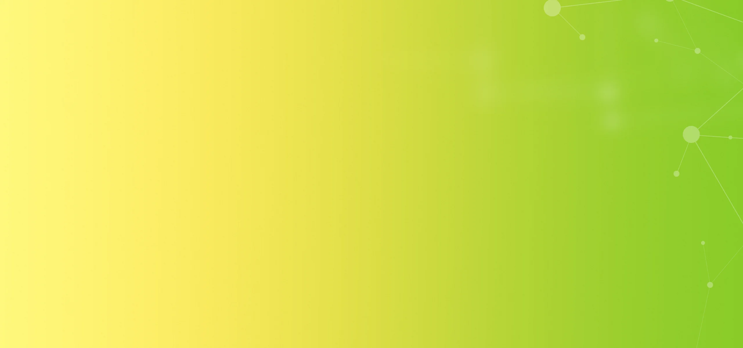 Background gradient transitioning from yellow on left to green on right with subtle network nodes on green side.