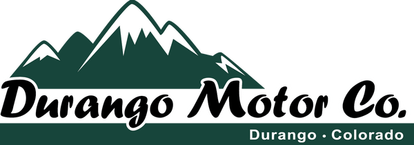 Durango Motor Co. logo with stylized mountain peaks and text Durango Colorado below.