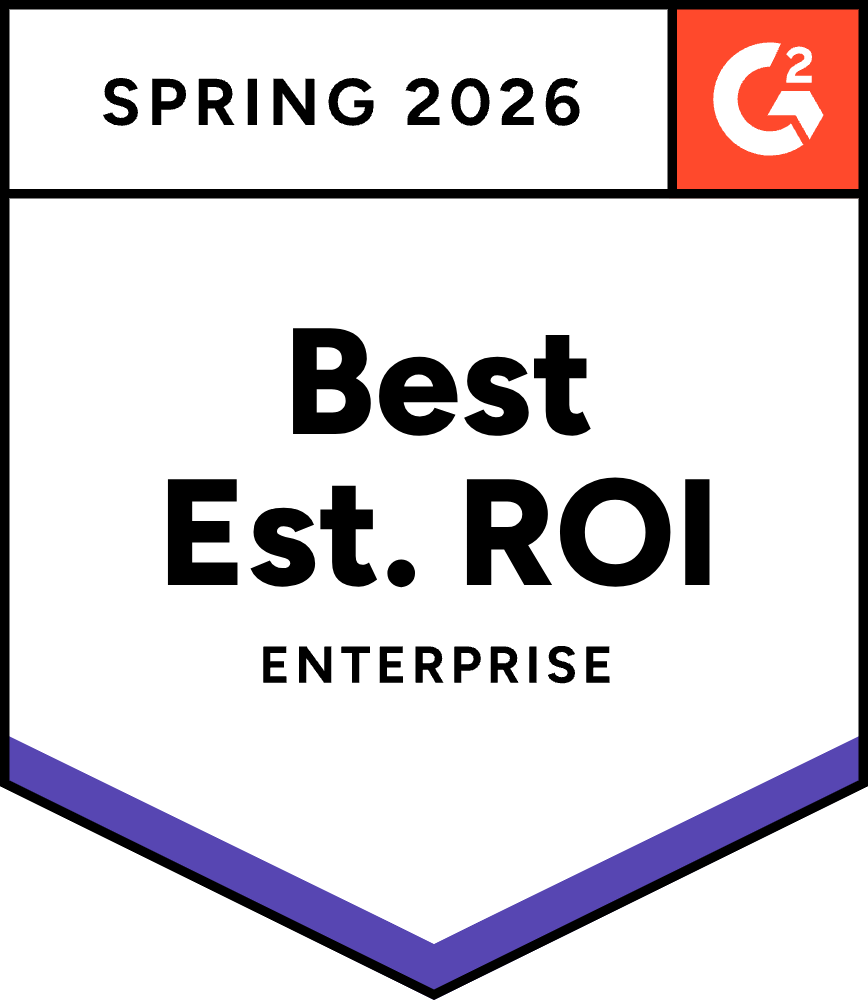 G2 Spring 2026 badge — Best Estimated ROI, Enterprise