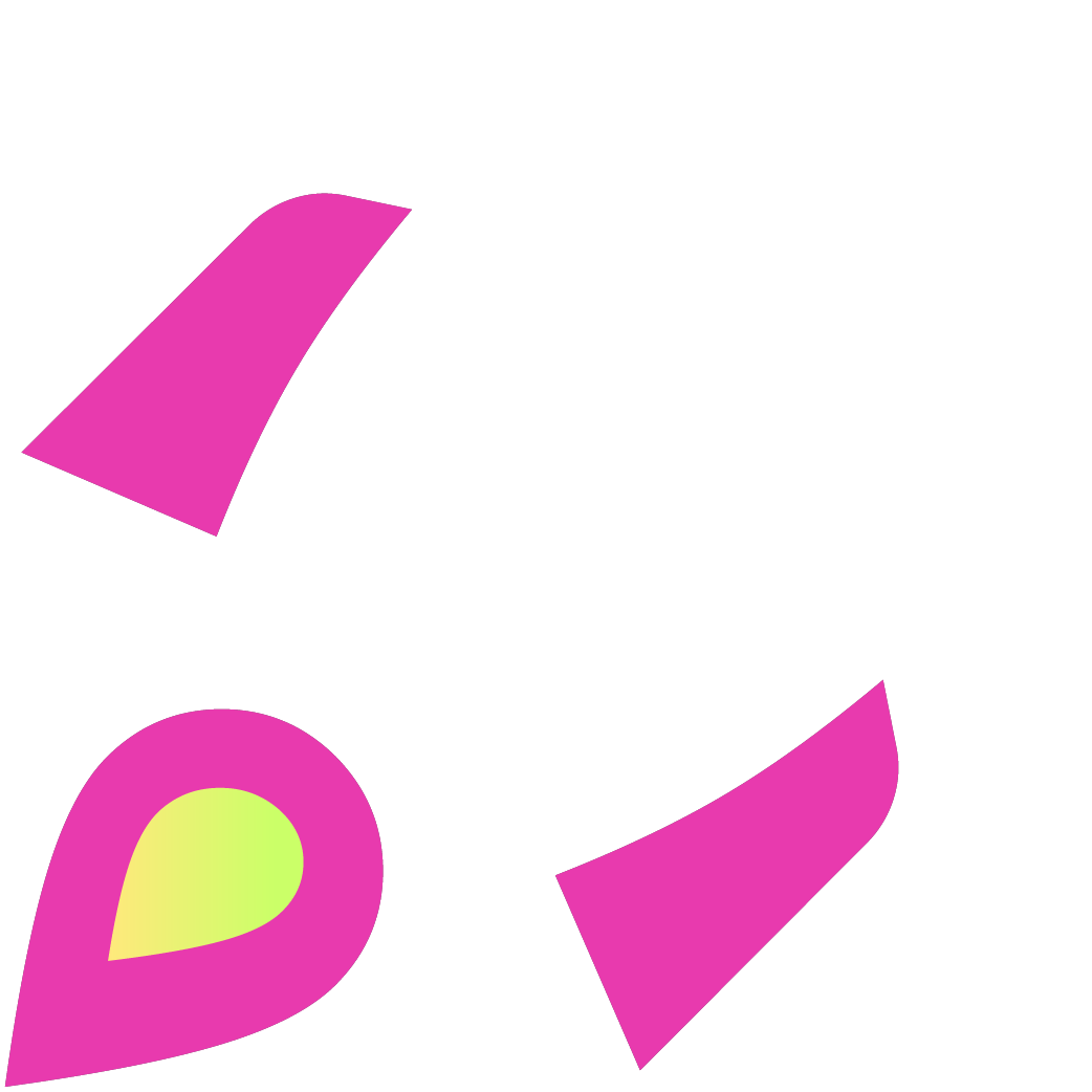 White rocket icon with pink fins and yellow flame on a black background.