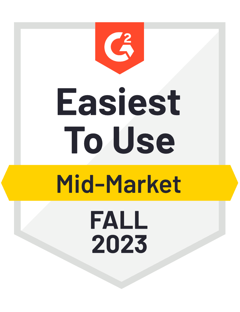 G2 badge — Easiest To Use, Mid-Market